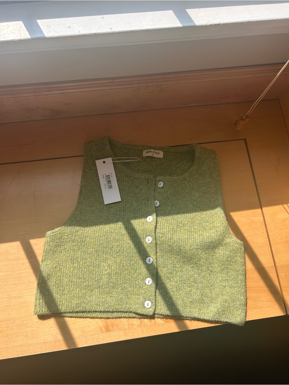 Sage Green Button-Front Knit Crop Vest by & Other Stories